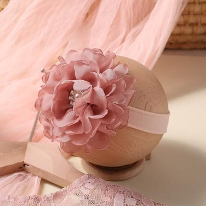 Newborn Photography Outfits Girl Newborn Photography Props Lace Romper with Headband Infant Photo Shoot Outfits Girls Photo Props Baby Girl Photoshoot - color: Bow Pink