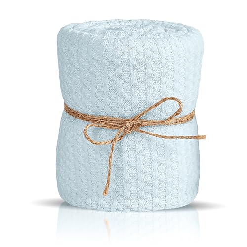 Baby Wrap. Newborn Photography Wrap. Baby Swaddle or Blanket for Newborn Photography Props. Waffle Knit Swaddle. Infant Photoshoot Props for Boy or Girl. (Baby Blue) - color: Baby Blue