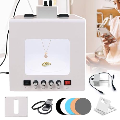 Jewelry Photography Light Box Kit with Adjustable Turntable, 22000Lux Professional Studio Setup for Stunning Gemstone Images, Customizable Speed, for Small Items with Full Accessories(Tb20) - size: Tb20