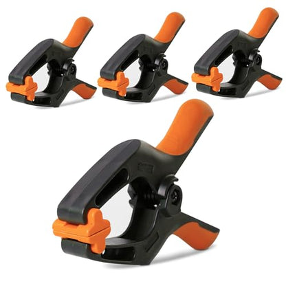 Spring Clamps 6 Inch Pack of 4 Heavy Duty Plastic Clamps for Woodworking Backdrop & Pool Cover Clips with 3 Inch Jaw Opening for Photography, DIY Crafts Projects, Cover Holding and Wood Gluing - size: 6 Inch Pack of 4