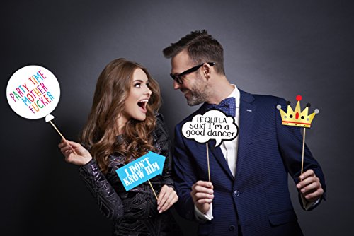 Funny Birthday Photo Booth Props - 47 Pieces - 21st - 30th - 40th - 50th - 60th - 70th - 80th - 90th - Birthday Party Supplies, Decorations and Favors