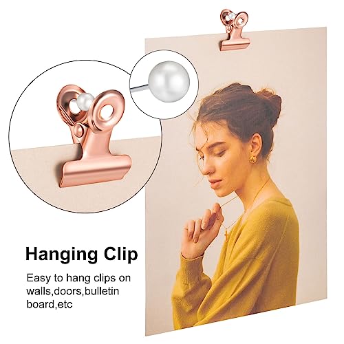 40 Pack Metal Clips 0.87 Inch Small Bull Binder Paper Clips for Picture Photo Crafts Food Bags Home Office Supplies(Rose Gold) - color: Rose Gold