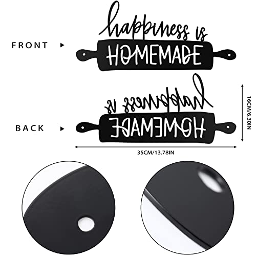Funrous Kitchen Wall Art Decor Happiness Is Homemade Metal Sign Black Rustic Farmhouse Kitchen Decor Hanging Decorative Signs and Plaques for Home Dining Garden Room 13.8 x 6.3 Inch - color: Black