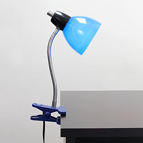 Simple Designs LD2014-BLU Adjustable Desk Clip Lamp Light, for Desks, Nightstands, Reading, Blue