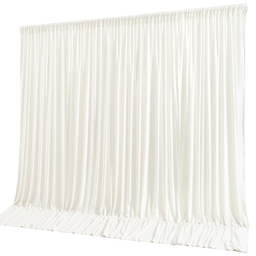 10x10ft Cream Backdrop Curtain Panels for Parties - Wrinkle Free Polyester Photo Curtain Backdrop Wedding Back Drop Fabric Drapes for Party Decorations Background for Photography - color: Cream White, size: W5' X H10'(2 Panels)