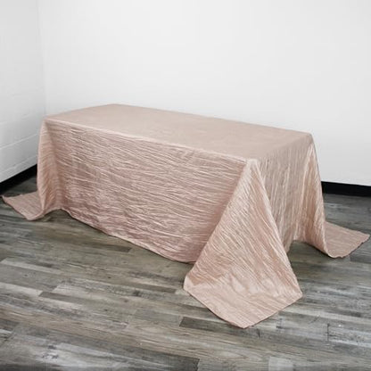 YOUR CHAIR COVERS - 90 x 132 inch Rectangular Crinkle Taffeta Tablecloth - Blush, Rectangle Table Linens for 6 ft Rectangular Tables, Wedding Crushed Table Cloth - color: Blush, size: 132" x 90" (Rectangular)