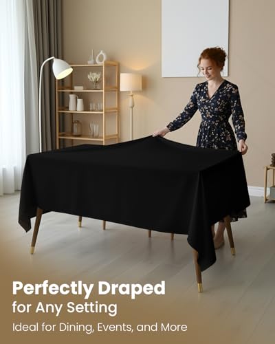 Utopia Kitchen Rectangle Table Cloth 1 Pack, Tablecloth Machine Washable, Polyester Table Cover for Dining, Buffet Parties, Picnics, Events, Weddings and Restaurants (60x120 Inches, Black) - color: Black, size: 1 Pack 60x120 Inch Tablecloth