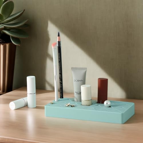 Silicone Lipstick Holder 18+6 Slots, Lipstick Organizer Stand Square Makeup Display Case for Brush Lip Eye Stick Nail Polish Brushes Eyebrow, Premium Cosmetic Organizer-Green - color: Green