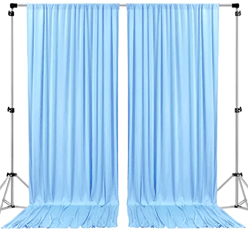 AK TRADING CO. 10 feet x 8 feet IFR Polyester Backdrop Drapes Curtains Panels with Rod Pockets - Wedding Ceremony Party Home Window Decorations - Light Blue - color: Light Blue, size: 10 ft x 8 ft