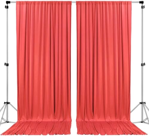 AK Trading CO. 10 feet x 8 feet IFR Polyester Backdrop Drapes Curtains Panels with Rod Pockets - Wedding Ceremony Party Home Window Decorations - Coral - color: Coral, size: 10 ft x 8 ft