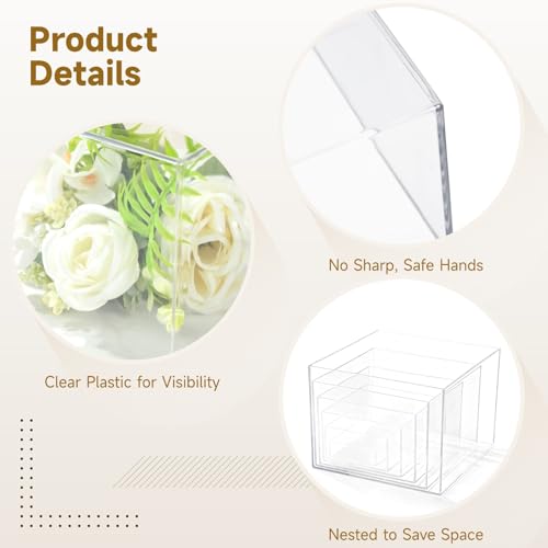 6 PCS Acrylic Risers Acrylic Boxes for Buffet Table Party Cupcake Candy Desset, Nesting Risers Display Stands Cube Boxes with Hollow Bottoms, 6 Sizes