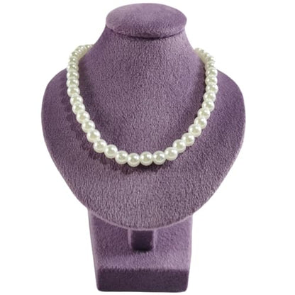 Mini Pendant Jewelry Display Stand Bust White PU Holder Black Velvet Mannequin Necklace Stand Wooden Portrait Model 12cm (Taro Purple) - color: Taro Purple