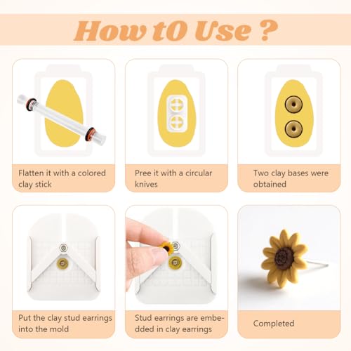 Stud Post Embedding Tool for Polymer Clay Earring, Earring Post Setting Tool, Polymer Clay Tools for Jewelry, Earrings(Color:White)