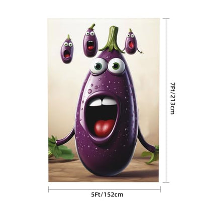 Cartoon Eggplant Backdrop Background for Photography 5x7ft Photobooth Professional Photo Backdrop Curtains Video Photography Studio Photo Backgrounds Banner Booth Background Screen Parties - color: Cartoon Eggplant