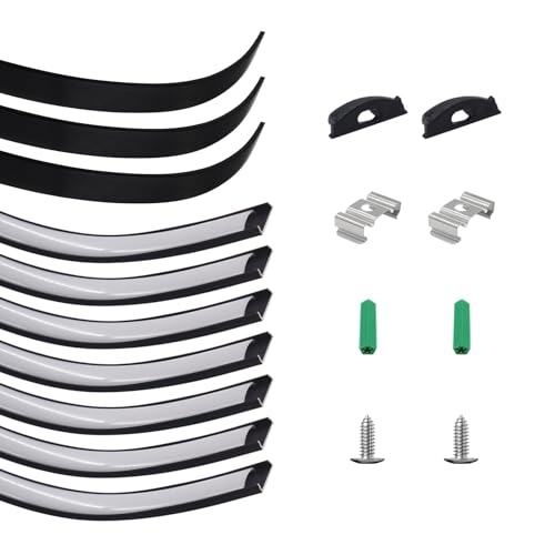 10-Pack Black Bendable LED Aluminum Channel, 3.3ft/1M Flexible Strip Diffuser with Milky White Cover, Recessed Housing for 12.5mm Wide Tape Light, Ideal for Curved Walls Drywall - color: Black Aluminum + White Cover, size: 3.3FT/10P/#123