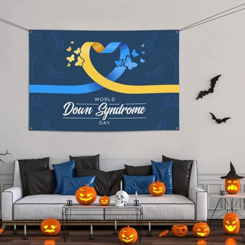 World Down Syndrome Awareness Day Backdrops 47 * 71 Inches Holiday Party Photography Background Indoor Outdoor Festival Photo Banner Booth Props Wall Decoration - color: Yellow