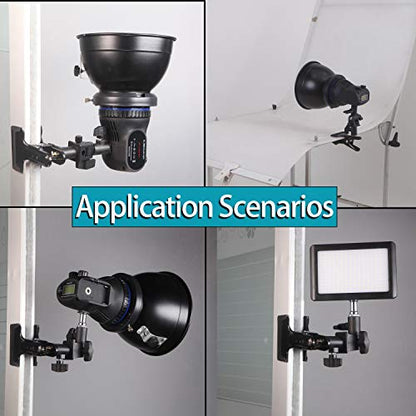 WELLAMKING 2PCS Photo Studio Reflector Holder 180 Rotation Heavy Duty Tripod Metal Clamp Holder with 1/4" & 3/8" Screw Adapter for Photo Studio Screen Backdrop Umbrella Light Stand - style: Metal Clamp Holder