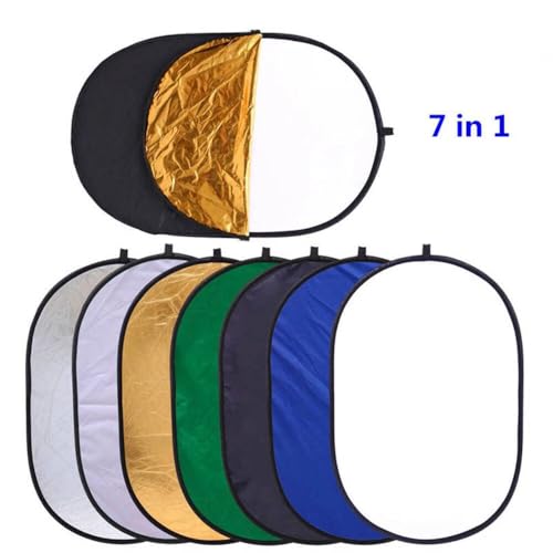 REFLEX CAMERA 7-in-1 35"x47" Photography Reflector (Rectangular)– Translucent/Silver/Gold/White/Black/Blue/Green – Light Diffuser & Chroma Key Background Kit with Carrying Case (90x120cm) - size: 90x120cm/35x47in