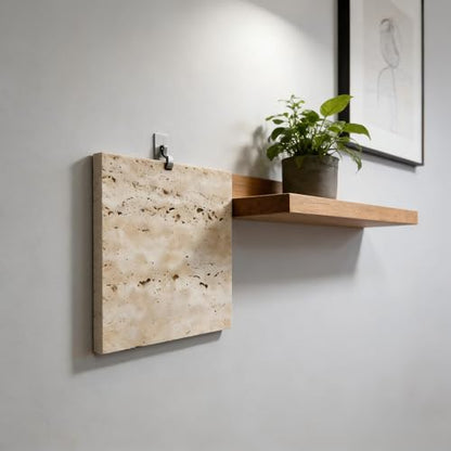 Natural Travertine Stone Display Tiles, Decorative Photography Props for Jewelry, Cosmetics, Home Decor, Beige Stone Blocks (20cm*20cm) - size: 20cm*20cm
