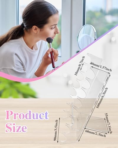 2 Pcs Acrylic Makeup Brush Holder, 16 Tier Unique Clear Paint Brush Drying Rack Hair Brush Holder for Women, Acrylic Pen Holder Display Stand for Home School Office or Store Use