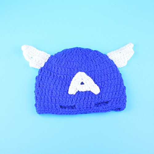 Pinbo Newborn Baby Boys Photography Prop Crochet Knitted Hat Cape Blue