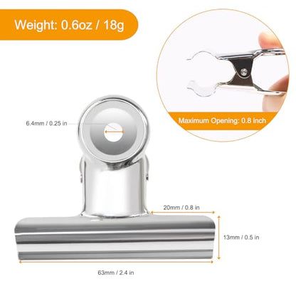Coideal Large Bulldog Binder Paper Clips, 12 Pack Big Metal Bull Clips Silver Hinge Clip Clamps for Files Crafts, Food Bags, Drawing, Photo at Kitchen & Office (2 1/2 Inch) - color: Silver