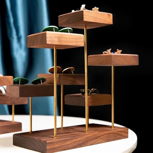Jewelry Towers Jewelry Display Rack Earrings Square Ladder Shelf Creative Light Luxury Walnut Jewelry Rack Jewelry Display Props Jewellery Stand Display