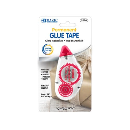 BAZIC Products Permanent Glue Tape, Double Sided, 8 mm x 8 m - size: 1-Pack