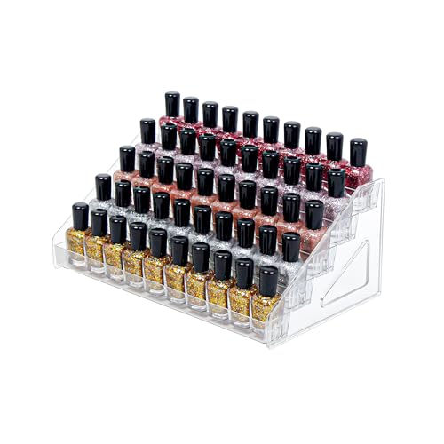 5-Tier Clear Acrylic Nail Polish Storage, Holds 40-80 Bottles, Multi-Purpose Nail Polish Rack, Sunglasses, Essential Oils and Cosmetics - size: 5-Tier