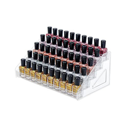 5-Tier Clear Acrylic Nail Polish Storage, Holds 40-80 Bottles, Multi-Purpose Nail Polish Rack, Sunglasses, Essential Oils and Cosmetics - size: 5-Tier