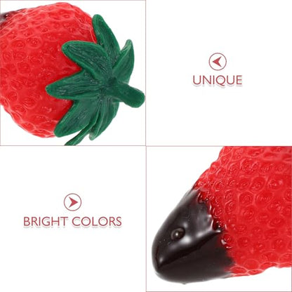 Zerodeko 8pcs Chocolate Dipped Fake Strawberries Artificial Fruit Ornaments with Dark Leaves Realistic Simulated Food Decoration for Photography Props Party Centerpiece