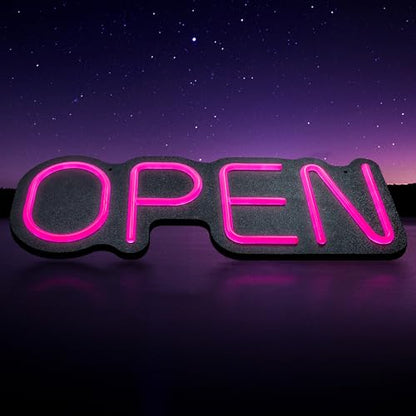 24 inch Neon Open Signs for Business, Open Sign with Textured Backboard LED Anti-Scratch Easy Dedust Neon Light for Business(Pink) - color: Pink
