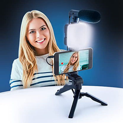 Canal Toys New Studio Creator Podcast & Vlogging Kit – Record Your own podcasts and Vlogs Like Your Favorite influencers! Fold-up Tripod, LED Light & Microphone. Ages 8+ - style: Podcast & Vlogging Kit