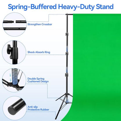 EMART 10 x 10ft Green Screen Backdrop Kit with Tripod Stand, Photography Background Support System with 10 x 20ft 100% Cotton Muslin Chromakey Backdrop for Photo Studio, Video Shooting, Live Streaming - size: 10*10ft Stand/10*20ft Backdrop