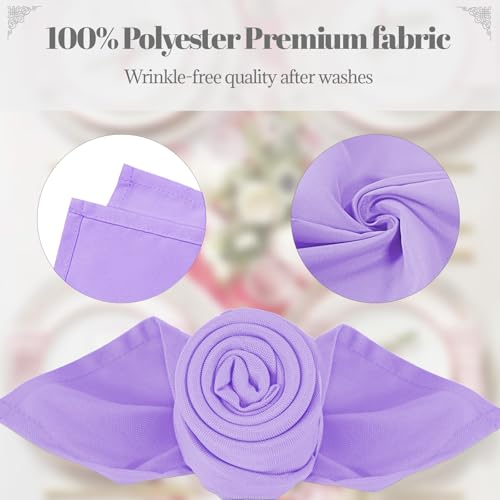 PLOYMONO Lavender Heavy Duty Cloth Napkins - 17 x 17 Inch Solid Washable Polyester Dinner Napkins - Set of 8 Napkins with Hemmed Edges - Great for Weddings, Parties, Spring Easter Summer & More - color: Lavender