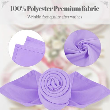 PLOYMONO Lavender Heavy Duty Cloth Napkins - 17 x 17 Inch Solid Washable Polyester Dinner Napkins - Set of 8 Napkins with Hemmed Edges - Great for Weddings, Parties, Spring Easter Summer & More - color: Lavender