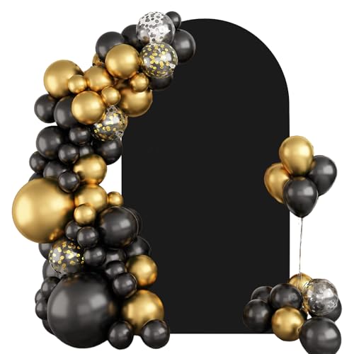 Black Cover for 6ft Arch Backdrop Stand Stretchy Spandex Fabric Arch Decor Covers for Metal Back Drops Wedding Baby Shower Engagement Party Event Decorations - color: Black, size: 2.6x6ft