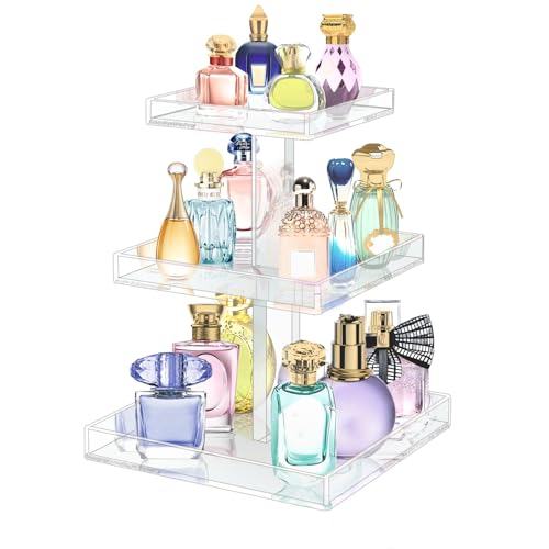 YAGELI Perfume Organizer for Women - Large 3-Tier Clear Acrylic Cosmetic Storage for Bathroom, Vanity & Dresser | Makeup Jewelry Display Stand | Non-Slip Base, Sturdy & Scratch-Resistant - size: 3 Tier