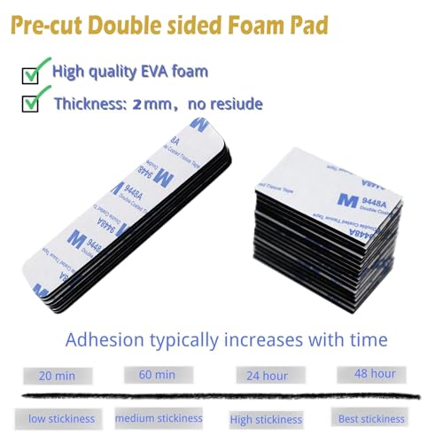 Double Sided Adhesive Pads,Heavy Duty Mounting Tape 50 Pcs 3mm Heavy Duty Picture Hanging Strips Strong Adhesive Foam Pads Waterproof Rectangle for Indoor & Outdoor