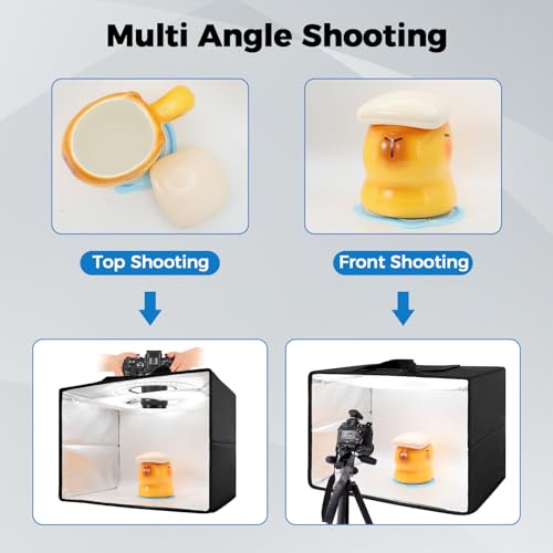 Photo Light Box, 16"x12"x12" Foldable Photography Light Box with CRI>95 120 Light Beads. Dimmable Shooting Tent Kit with White and Warm Light. 6 Color Backdrops Photo Booth for Studio Products Display - size: 16" x 12" x 12"