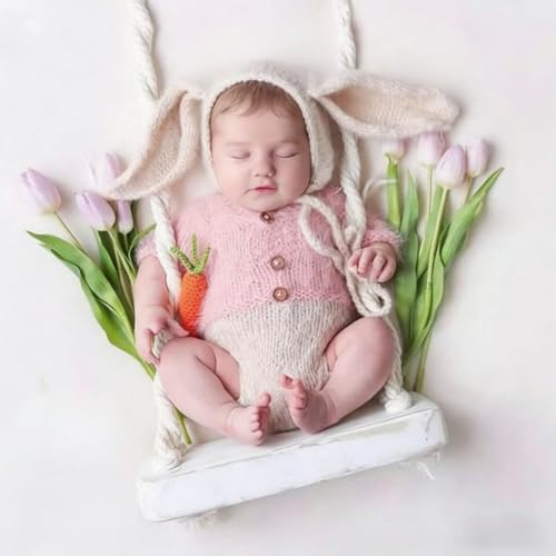 Newborn Photography Outfits Boy Girl Baby Photography Props Easter Bunny Rabbit Knit Newborn Outfits Photo Prop - color: Pink