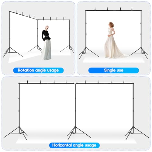 Photo Video Studio Large 20x7ft Adjustable Backdrop Stand, Photography Background Support System Kit with 310° Angle Rotatable Connector, 8 Clamps, 3 Sandbags and Carrying Bag - size: 7x20ft