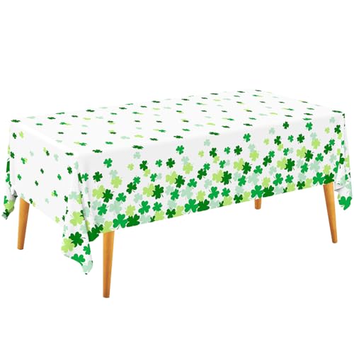 St. Patrick's Day Party Supplies - Irish Themed Lucky Shamrock Plastic Tablecloth | 54 x 108 Inch Disposable Table Cover for Festive St. Patrick's Day Party Decorations - style: ST