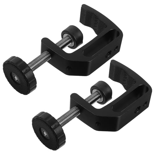 Cabilock 2pcs Aluminum C-clamps for Woodworking and Table Mounting, Small Size Desktop Workbench Clips with Screw, Universal Work C-clamps for Home Improvement and Photography Accessories
