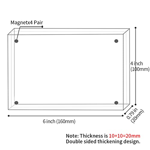 Sezanrpt Acrylic 4x6 Picture Frame, Clear Photo Display Magnetic Photo Frame 4x6, Double Sided Frameless Desk Picture Frames for Office - size: 4'' x 6''