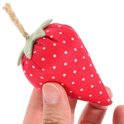 BESTOYARD 6pcs Stuffed Faux Strawberries Fabric Cloth Coffee Bar Decor Rustic Farmhouse Tiered Tray Decorations Realistic Fruit Model Home Kitchen Food Table Centerpieces Photography Props