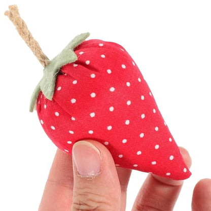 BESTOYARD 6pcs Stuffed Faux Strawberries Fabric Cloth Coffee Bar Decor Rustic Farmhouse Tiered Tray Decorations Realistic Fruit Model Home Kitchen Food Table Centerpieces Photography Props