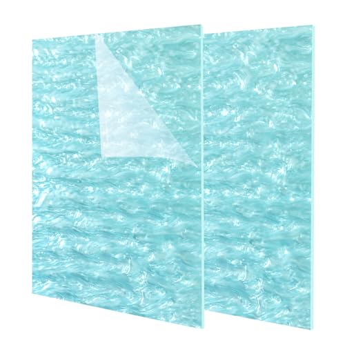 Pearl Cast Acrylic Sheets PMMA Material for CO2 Laser Cutting and Engraving Patterned Plastic Sheets 1/8 Inch Thick for DIY Crafts, Home Decor, Art Design (2, Aqua, 12x8 Inch) - color: Aqua, size: 12x8 Inch