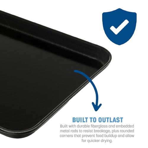 Carlisle FoodService Products Market Tray, Fiberglass Serving Platter for Food, Commercial and Home Use to Serve and Display, 8.75" x 25.5", 12 Count, Ebony