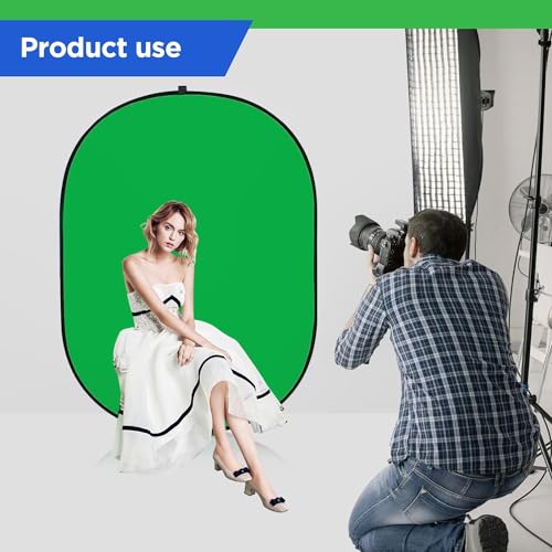 3.3x5ft/1x1.5m Chromakey Backdrop, 2-in-1 Green Screen and Blue Screen, Collapsible Pop Up Reversible Background for Photography Studio, Live Streaming, Video Shooting, YouTube (Green/Blue) - color: Green/Blue, size: 3.3x5ft